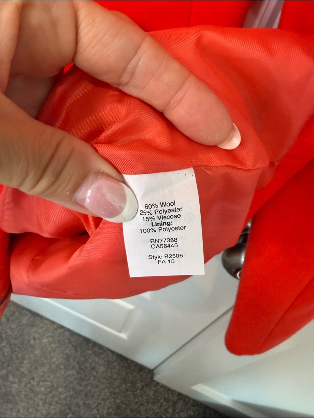 J.CREW Peacoat "City Coat" Cocoon Stadium Jacket Zip Size 00 Bright Orange Wool - Picture 6 of 9
